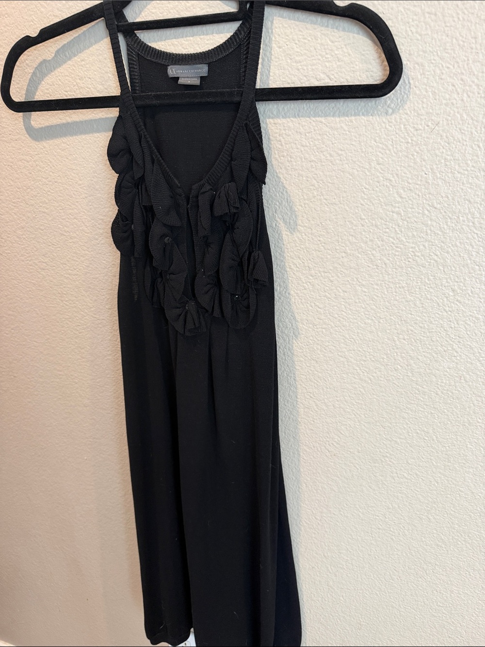 Armani exchange 🖤 AX 🖤Black Sleeveless Ruffle-Front Dress